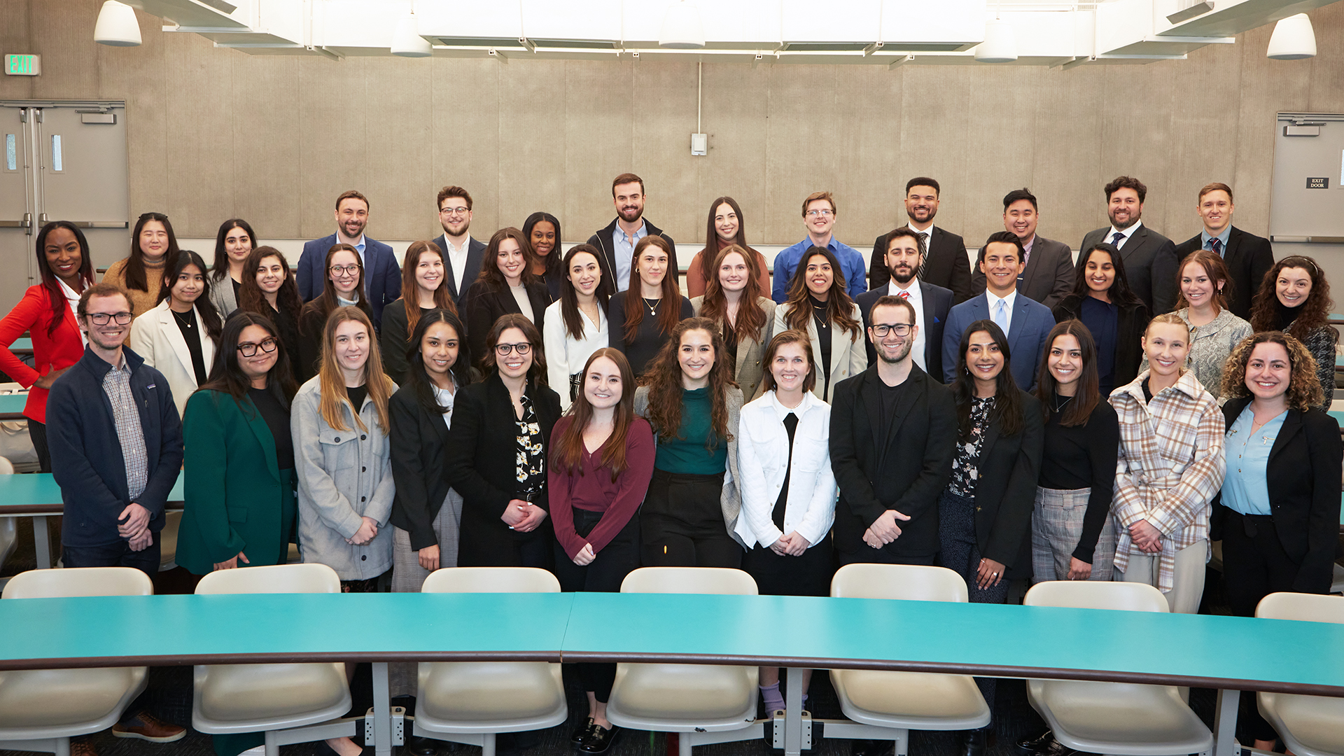 The Loyola of Los Angeles Entertainment Law Review poses for a group photograph in Donovan Hall.